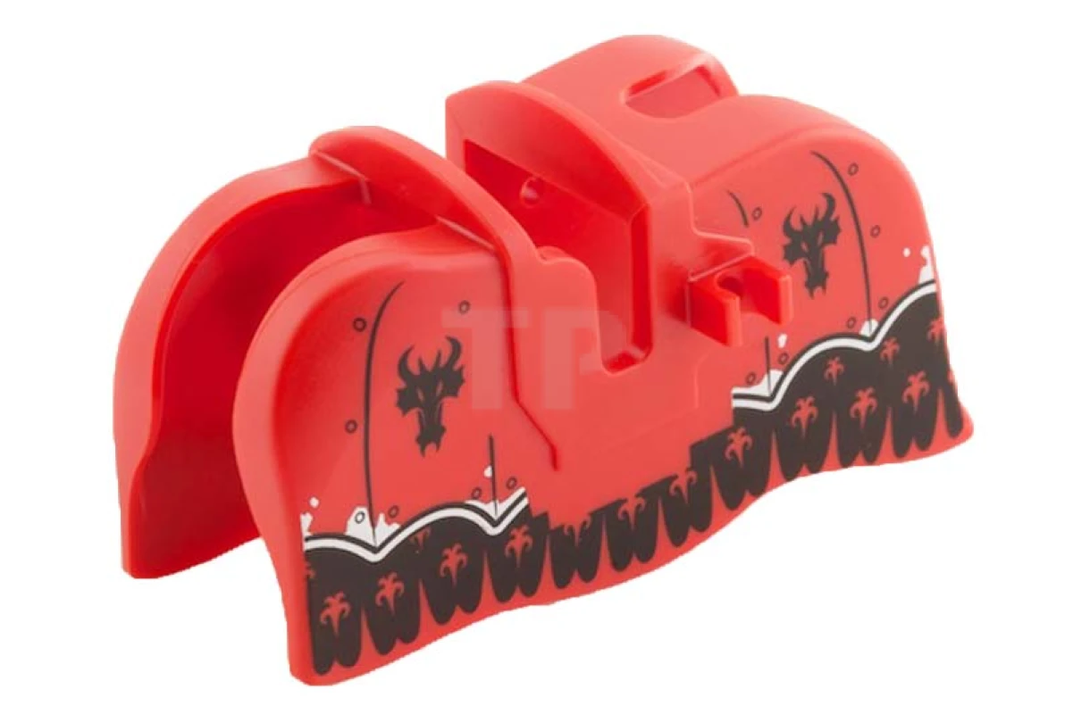 LEGO&reg; 6039818 - 13744pb01 - Horse Barding, Smooth Edge with Black Dragon Heads and Silver Trim Pattern