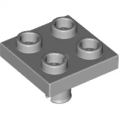 Placa, modificada 2 x 2 con pin en la parte inferior, pequeños agujeros en la placa y dedos de bloqueo en la parte inferior