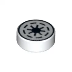 Tile 1 x 1 Round with SW Galactic Republic Emblem Pattern