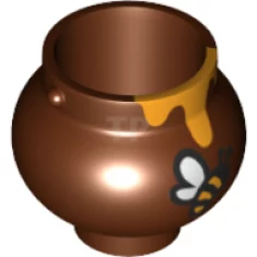 Minifig, pentola per utensili piccola con portamanico e motivo di api e miele gocciolante