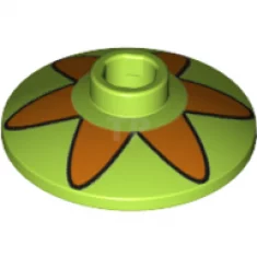 Dish 2 x 2 Inverted (Radar) with Orange Flower 6 Petals Pattern (Mystery Machine Hubcap)