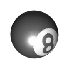 Technic Ball Joint with Black '8' on White Circle Pattern (Pool Eight Ball)