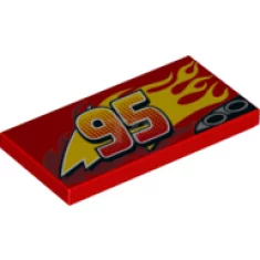 Tile 2 x 4 with Exhaust Pipes, '95' and Flames Pattern - Left Side