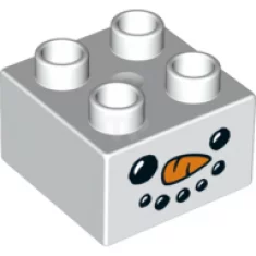 DUPLO Brick 2 x 2 with Snowman Face Pattern
