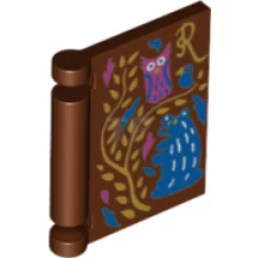 Buchumschlag mit Ranken, 'R' und Eulenmuster