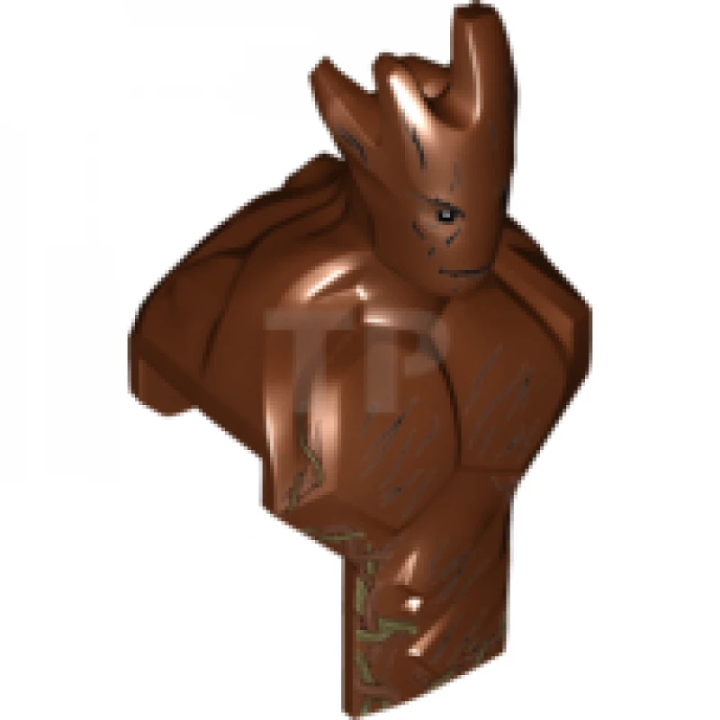 LEGO&reg; 6070118 - 17292pb01 - Large Figure Head and Upper Torso with Wood Grain and Leaves Pattern (Groot)