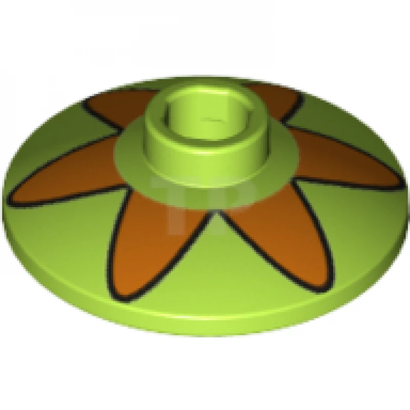 LEGO&reg; 6123823 - 4740pb012 - Dish 2 x 2 Inverted (Radar) with Orange Flower 6 Petals Pattern (Mystery Machine Hubcap)