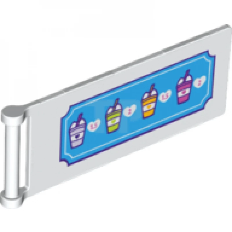 LEGO&reg; 6211786 - 30292pb034 - Flag 7 x 3 with Rod with Smoothie Cups and Prices Pattern