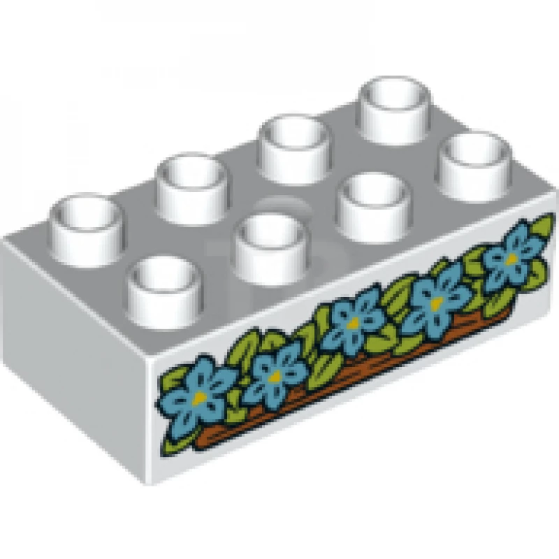 LEGO&reg; 6214797 - 3011pb047 - Ladrillo DUPLO 2 x 4 con dibujo de caja de flores
