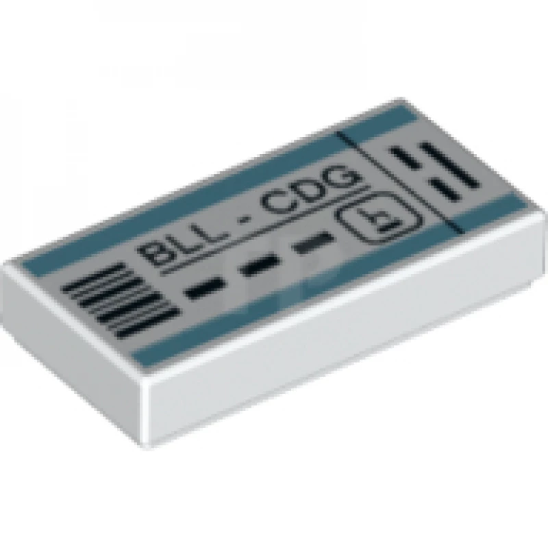 LEGO&reg; 6227760 - 3069pb0676 - Tile 1 x 2 with 'BLL - CDG' Airline Ticket Pattern